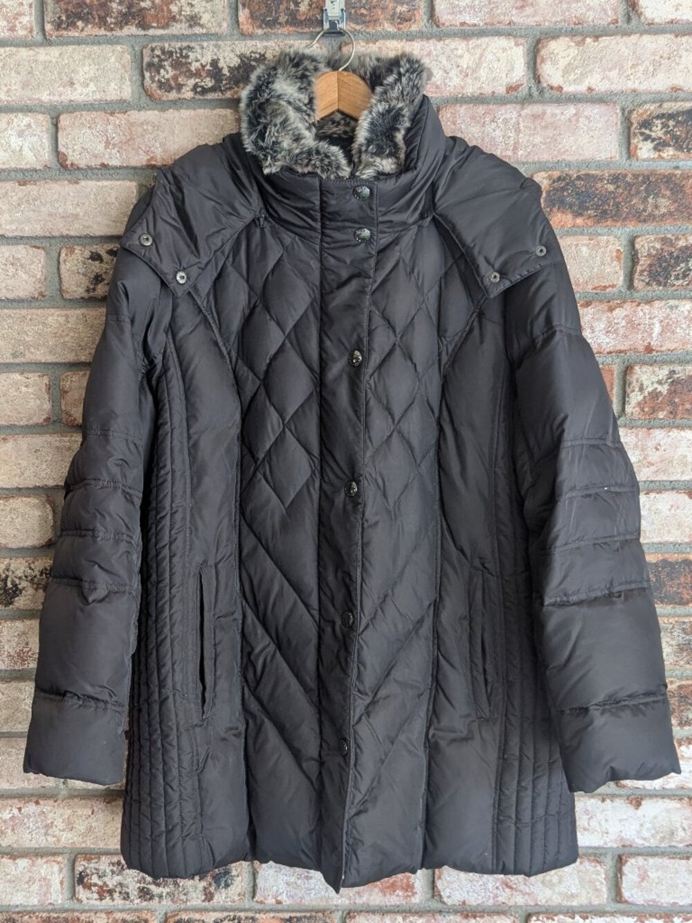 London Fog Knee Length Black Down Puffer Coat XXL
